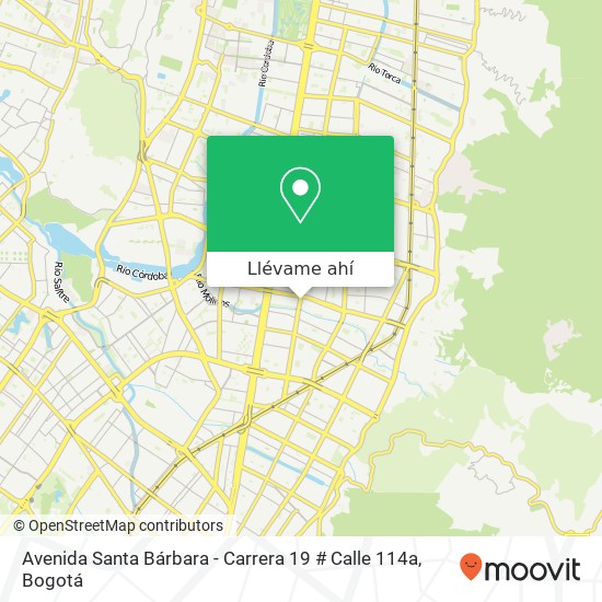 Mapa de Avenida Santa Bárbara - Carrera 19 # Calle 114a