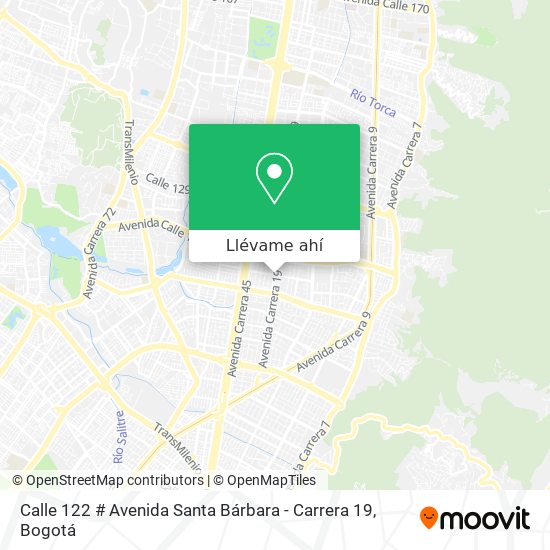 Mapa de Calle 122 # Avenida Santa Bárbara - Carrera 19
