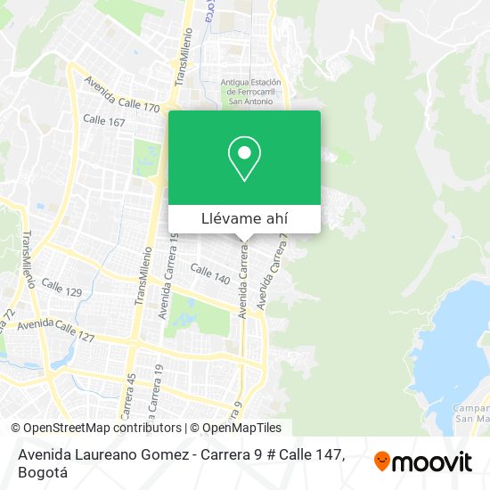 Mapa de Avenida Laureano Gomez - Carrera 9 # Calle 147