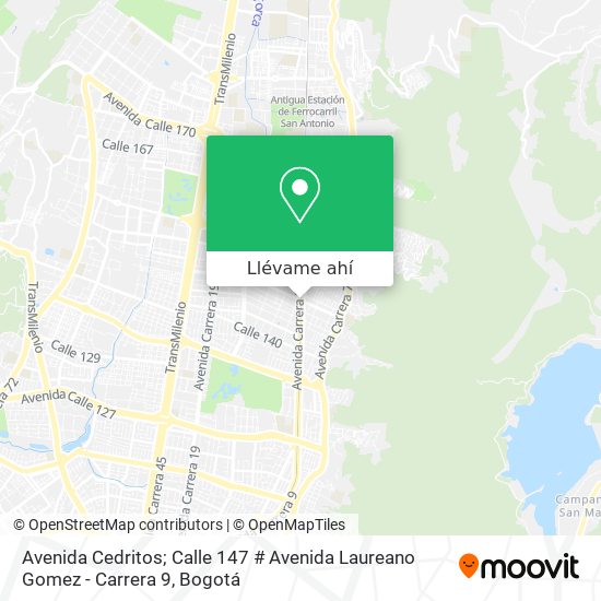 Mapa de Avenida Cedritos; Calle 147 # Avenida Laureano Gomez - Carrera 9