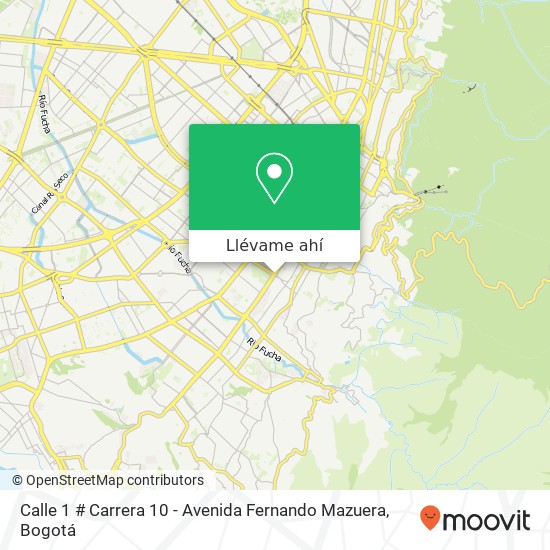 Mapa de Calle 1 # Carrera 10 - Avenida Fernando Mazuera