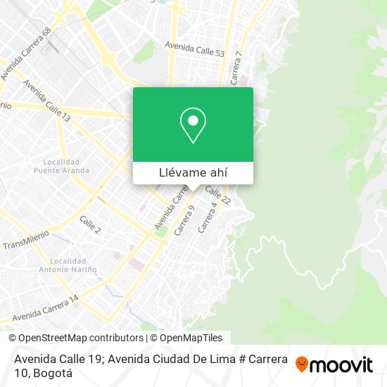 Mapa de Avenida Calle 19; Avenida Ciudad De Lima # Carrera 10