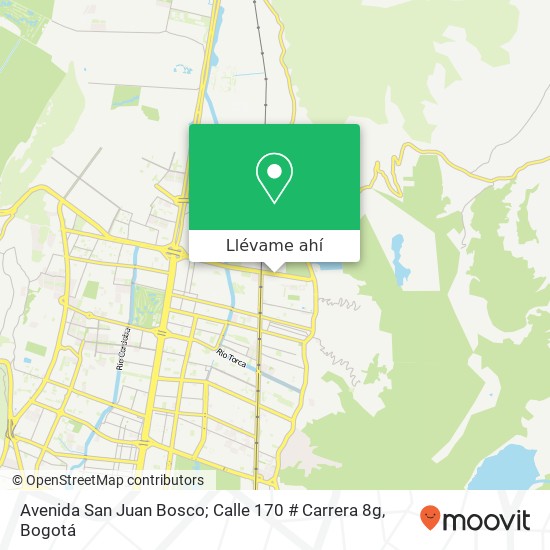 Mapa de Avenida San Juan Bosco; Calle 170 # Carrera 8g