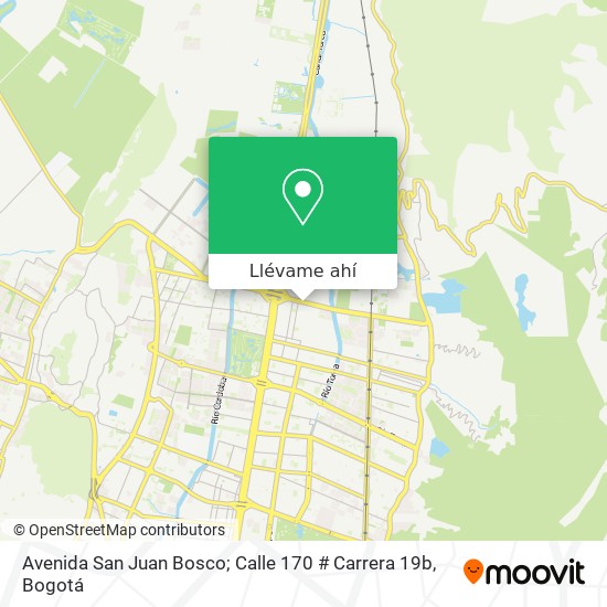 Mapa de Avenida San Juan Bosco; Calle 170 # Carrera 19b