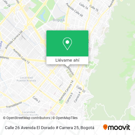 Mapa de Calle 26 Avenida El Dorado # Carrera 25