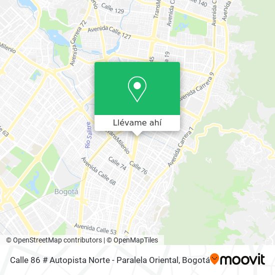 Mapa de Calle 86 # Autopista Norte - Paralela Oriental