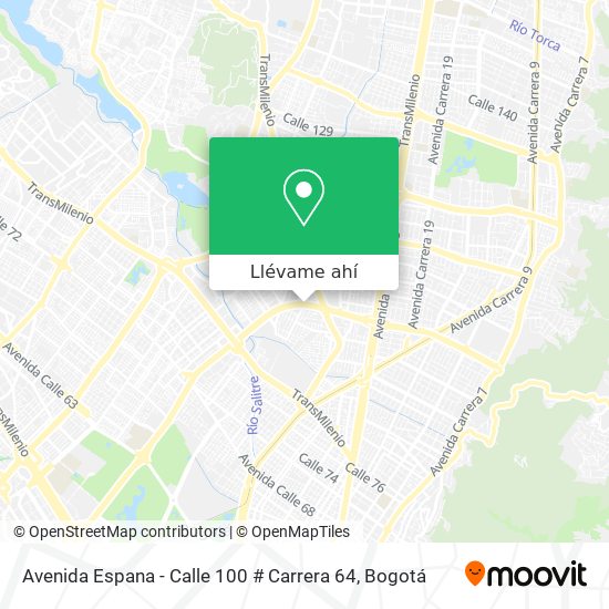 Mapa de Avenida Espana - Calle 100 # Carrera 64