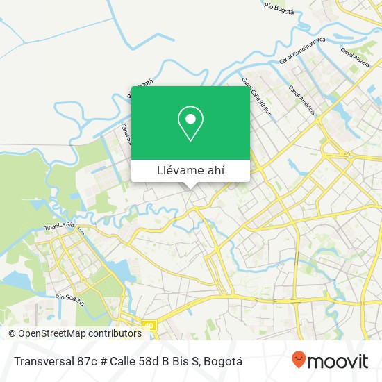 Mapa de Transversal 87c # Calle 58d B Bis S