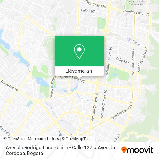 Mapa de Avenida Rodrigo Lara Bonilla - Calle 127 # Avenida Cordoba