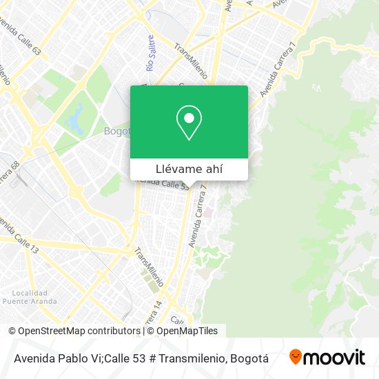 Mapa de Avenida Pablo Vi;Calle 53 # Transmilenio