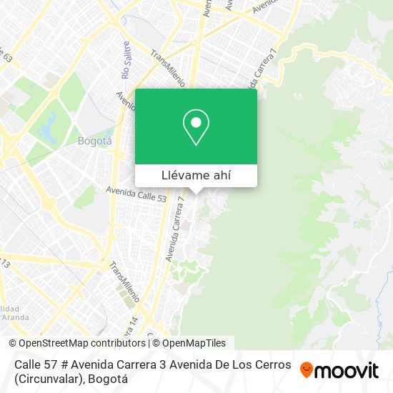 Mapa de Calle 57 # Avenida Carrera 3 Avenida De Los Cerros (Circunvalar)