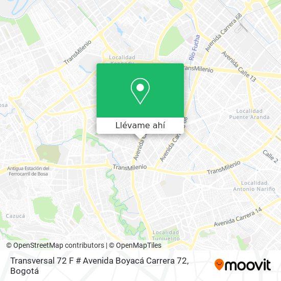 Mapa de Transversal 72 F # Avenida Boyacá Carrera 72