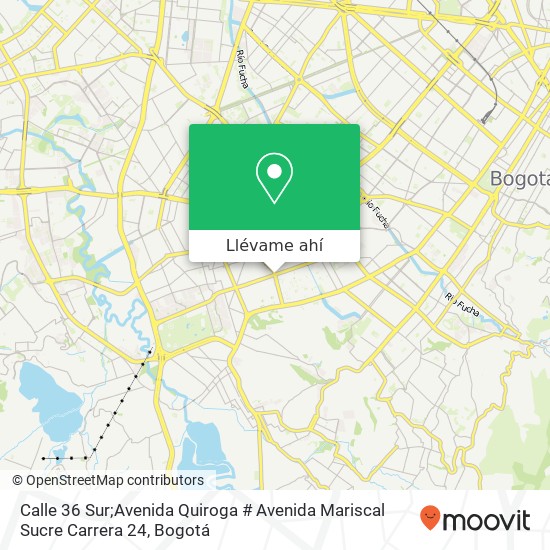 Mapa de Calle 36 Sur;Avenida Quiroga # Avenida Mariscal Sucre Carrera 24