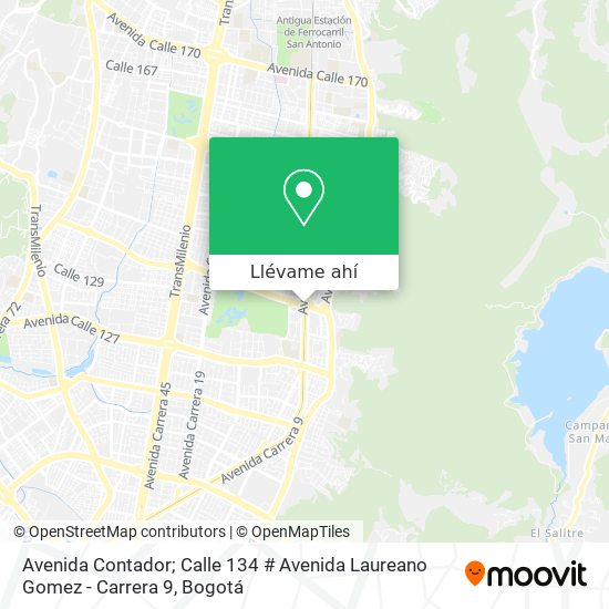 Mapa de Avenida Contador; Calle 134 # Avenida Laureano Gomez - Carrera 9