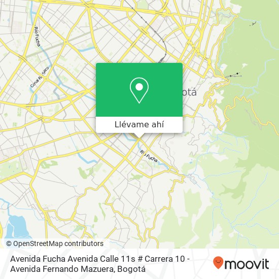 Mapa de Avenida Fucha Avenida Calle 11s # Carrera 10 - Avenida Fernando Mazuera