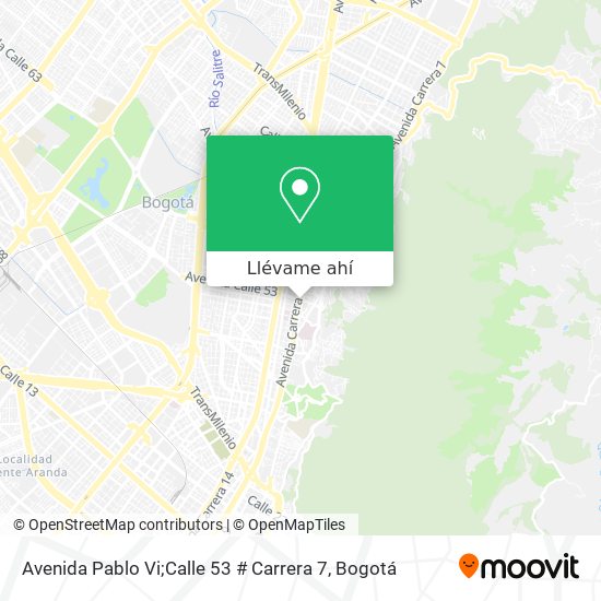Mapa de Avenida Pablo Vi;Calle 53 # Carrera 7