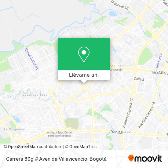 Mapa de Carrera 80g # Avenida Villavicencio