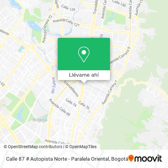 Mapa de Calle 87 # Autopista Norte - Paralela Oriental