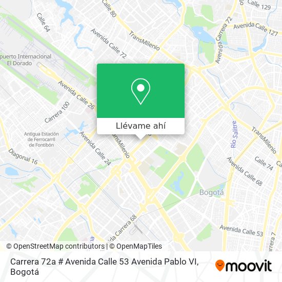 Mapa de Carrera 72a # Avenida Calle 53 Avenida Pablo VI