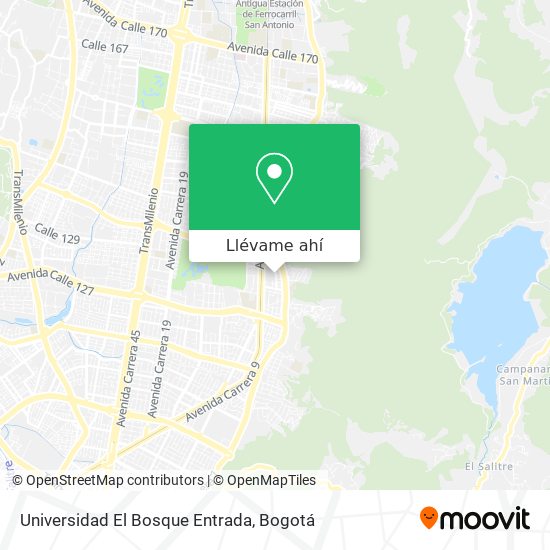 Mapa de Universidad El Bosque Entrada