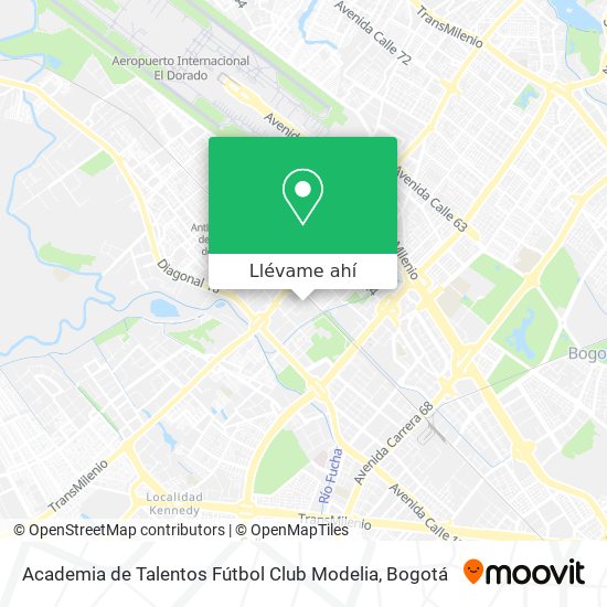Mapa de Academia de Talentos Fútbol Club Modelia