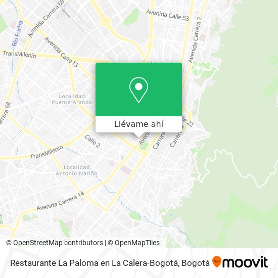 Mapa de Restaurante La Paloma en La Calera-Bogotá