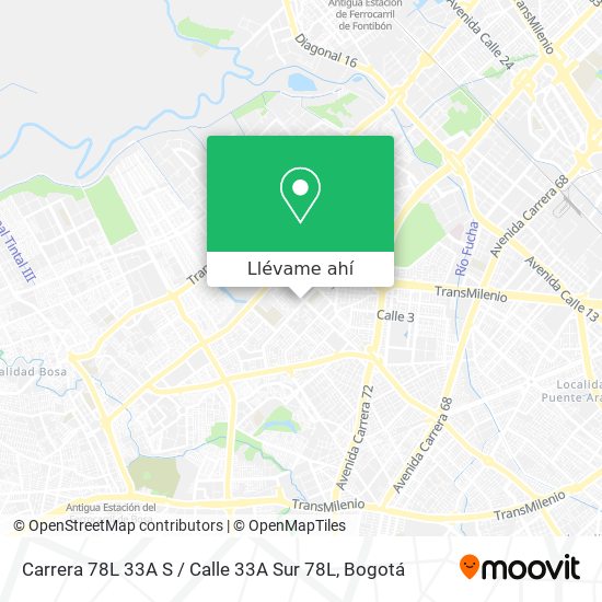 Mapa de Carrera 78L 33A S / Calle 33A Sur 78L