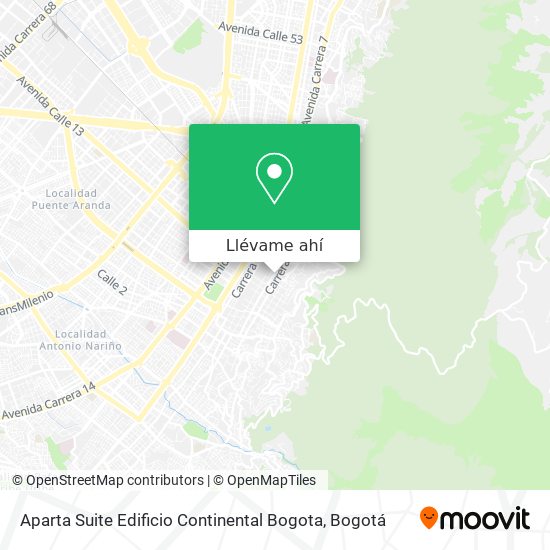 Mapa de Aparta Suite Edificio Continental Bogota