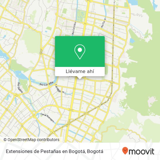 Mapa de Extensiones de Pestañas en Bogotá