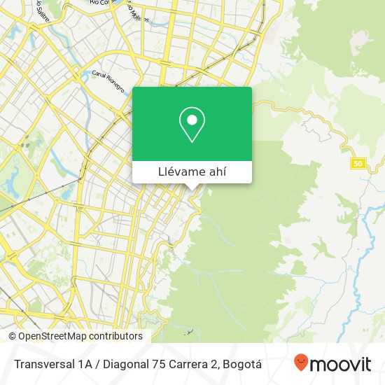 Mapa de Transversal 1A / Diagonal 75 Carrera 2