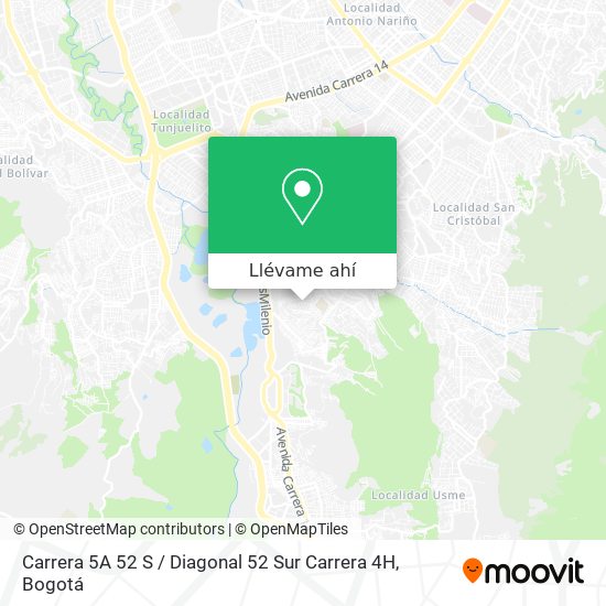 Mapa de Carrera 5A 52 S / Diagonal 52 Sur Carrera 4H