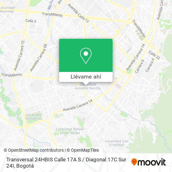 Mapa de Transversal 24HBIS Calle 17A S / Diagonal 17C Sur 24I