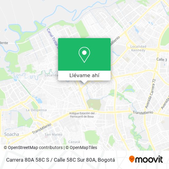 Mapa de Carrera 80A 58C S / Calle 58C Sur 80A