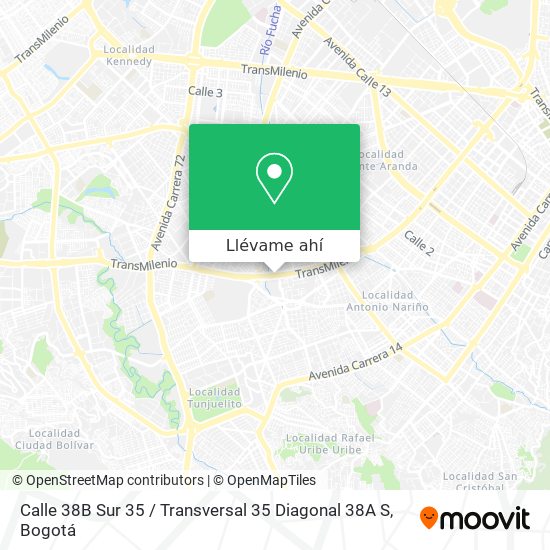 Mapa de Calle 38B Sur 35 / Transversal 35 Diagonal 38A S