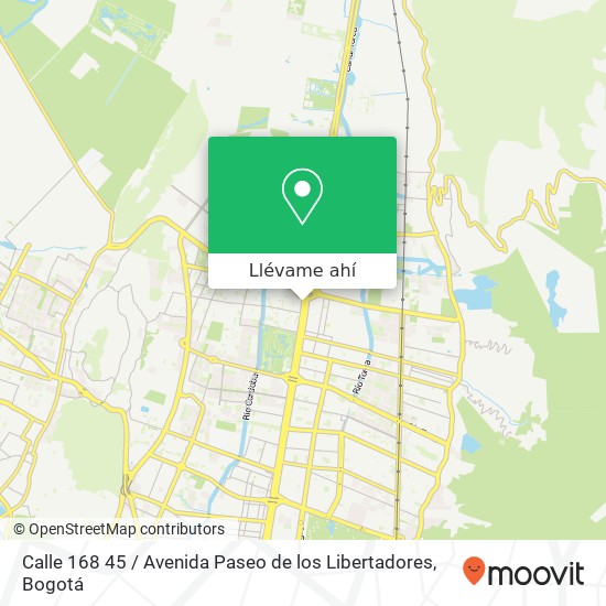 Mapa de Calle 168 45 / Avenida Paseo de los Libertadores