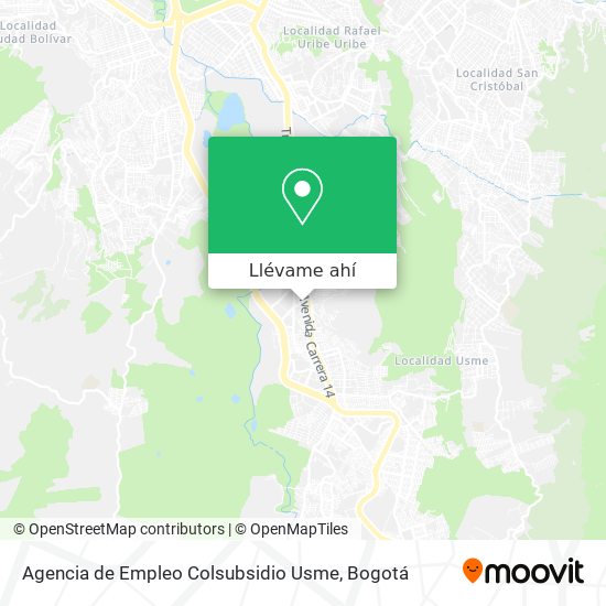 Mapa de Agencia de Empleo Colsubsidio Usme