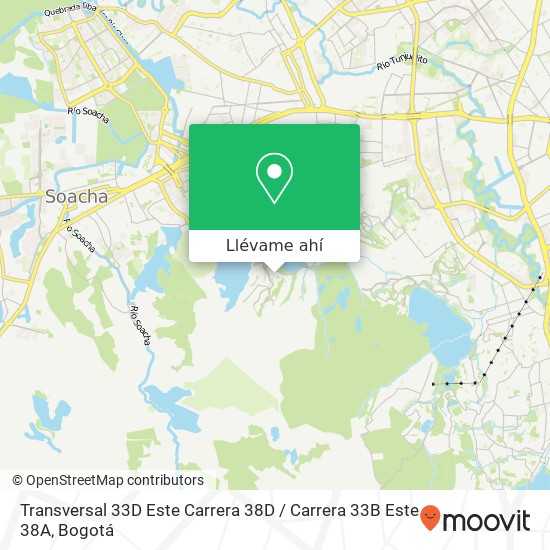 Mapa de Transversal 33D Este Carrera 38D / Carrera 33B Este 38A