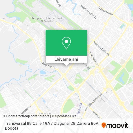 Mapa de Transversal 88 Calle 19A / Diagonal 28 Carrera 86A