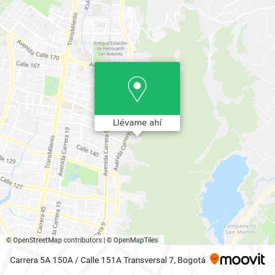 Mapa de Carrera 5A 150A / Calle 151A Transversal 7