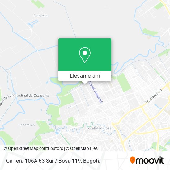 Mapa de Carrera 106A 63 Sur / Bosa 119