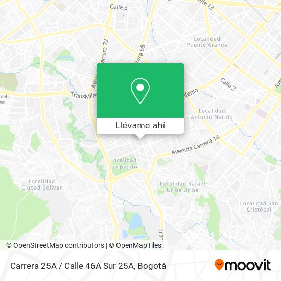 Mapa de Carrera 25A / Calle 46A Sur 25A