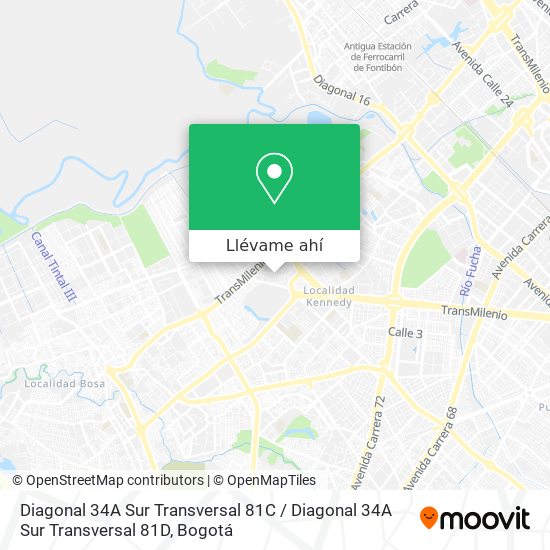 Mapa de Diagonal 34A Sur Transversal 81C / Diagonal 34A Sur Transversal 81D