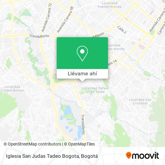 Cómo llegar a Iglesia San Judas Tadeo Bogota en Rafael Uribe en SITP,  Transmilenio o Funicular?