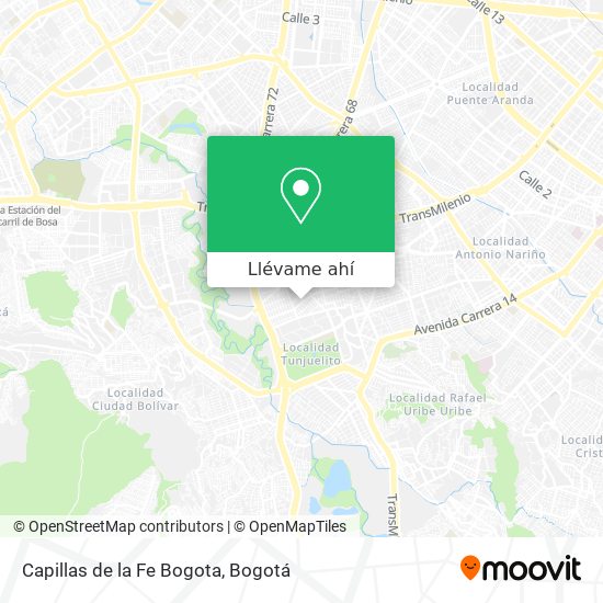 Mapa de Capillas de la Fe Bogota