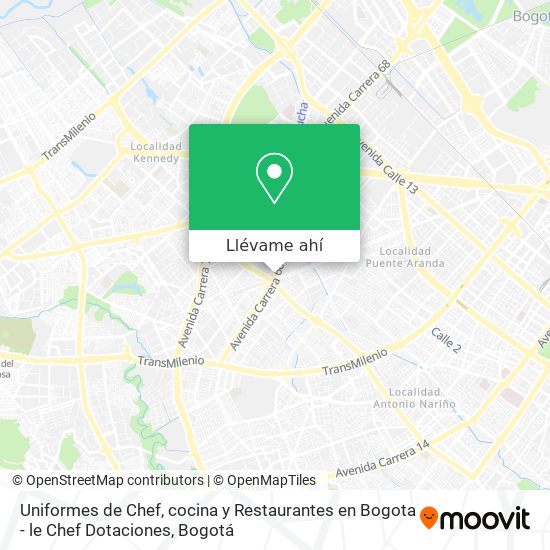 Mapa de Uniformes de Chef, cocina y Restaurantes en Bogota - le Chef Dotaciones