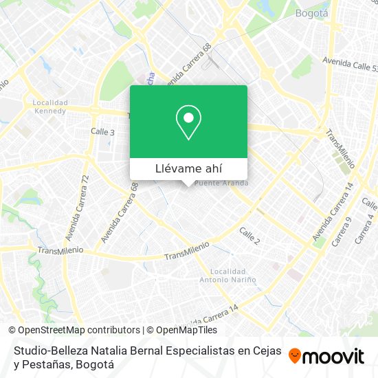 Mapa de Studio-Belleza Natalia Bernal Especialistas en Cejas y Pestañas