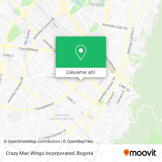 Mapa de Crazy Mac Wings.Incorporated