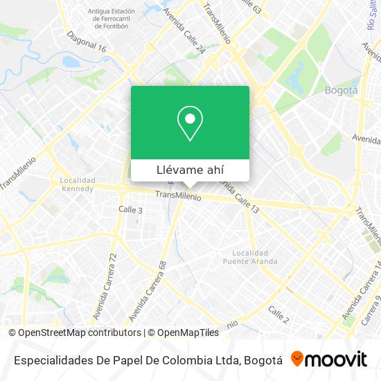 Mapa de Especialidades De Papel De Colombia Ltda