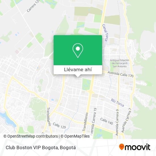 Mapa de Club Boston VIP Bogota