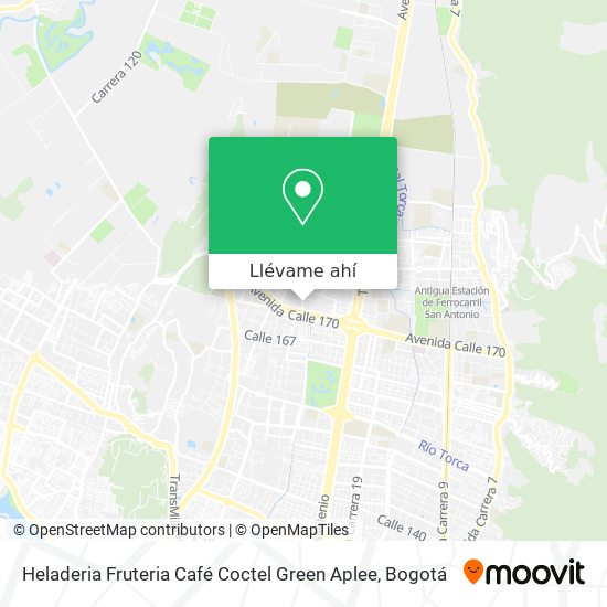 Mapa de Heladeria Fruteria Café Coctel Green Aplee